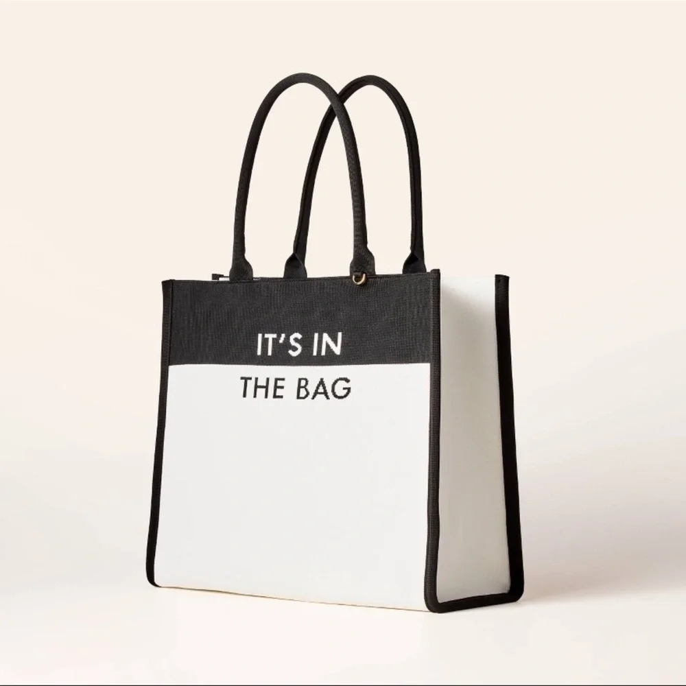 Kate Spade knit color block Black and White Tote Bag NWT - Picture 2 of 14